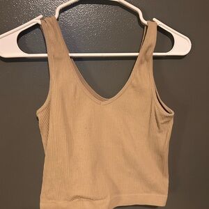 Women's Tan Ribbed Tank Top